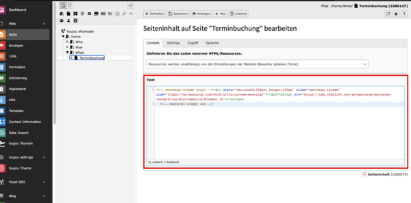 Meetergo HTML-Code einbinden