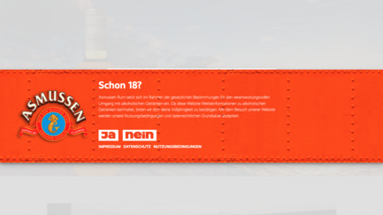Die Webseite fordert Nutzer auf, ihr Alter zu bestätigen, um Zugang zu alkoholischen Inhalten zu erhalten.